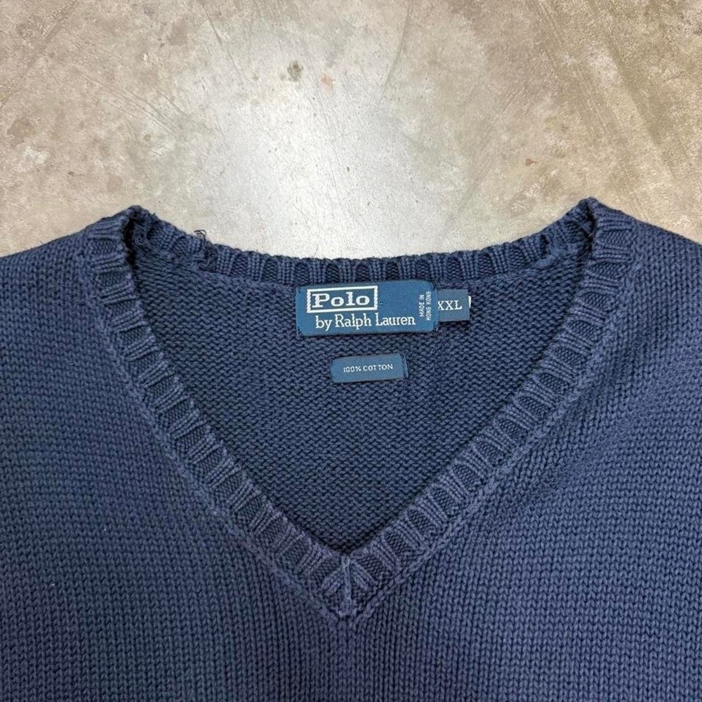Vintage 90s Polo Ralph Lauren Navy Blue Knit Sweater Vest Size XXL - Picture 3 of 3